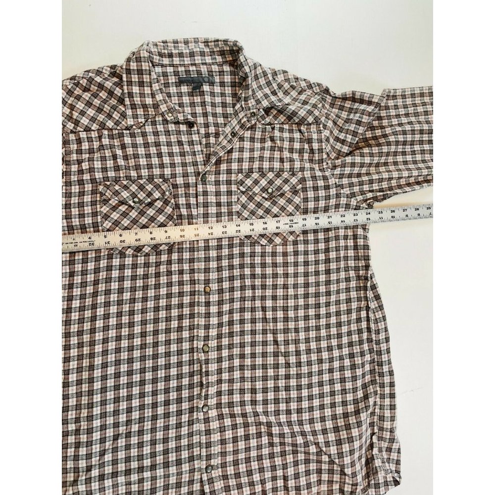 Cinch Size M Medium Plaid Burgundy White Button Down Long Sleeve Shirt EUC - Picture 6 of 6